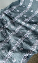 Load image into Gallery viewer, Women&#39;s Lucknowi Handcrafted Kota Cotton Chikankari Unstitched Kurta And Dupatta Set - HONC0312637

