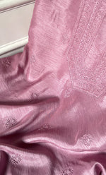 Load image into Gallery viewer, Lucknowi Handcrafted Raw Silk Chikankari Unstitched Men&#39;s Kurta Fabric - HONC0288527
