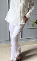 Load image into Gallery viewer, Women&#39;s Lakhnavi Handcrafted Cotton Chikankari Top - HONC0308387

