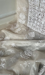 Load image into Gallery viewer, Women&#39;s Lakhnavi Handcrafted Organza Chikankari Unstitched Full Suit Material - HONC0284601
