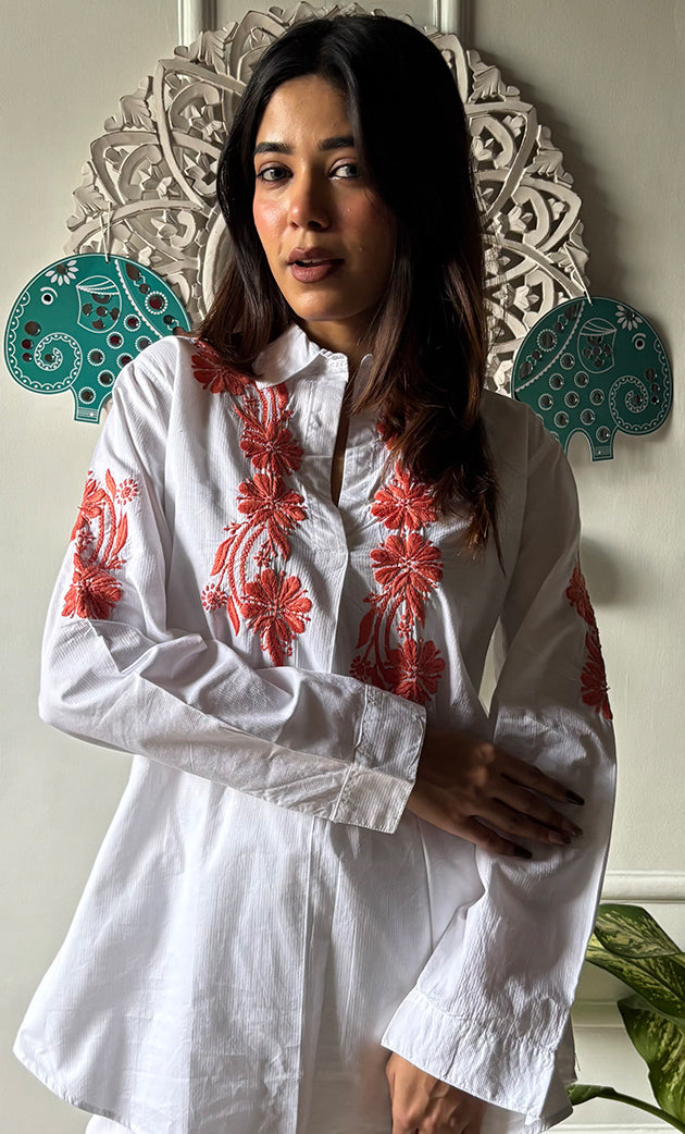 Women's Lakhnavi Handcrafted Cotton Chikankari Top - HONC0313748