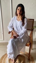 Load image into Gallery viewer, Women&#39;s Lakhnavi Handcrafted Cotton Chikankari Top And Palazzo Set - HONC0299588

