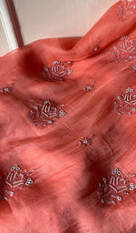 Load image into Gallery viewer, Women&#39;s Lakhnavi Handcrafted Pure Organza Chikankari Unstitched Kurta And Dupatta Set- HONC0257505
