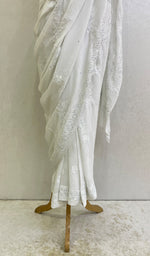 将图像加载到图库查看器中， Women&#39;s Lakhnavi Handcrafted Viscose Georgette Chikankari Saree -  HONC0139398
