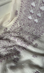 Load image into Gallery viewer, Women's Lakhnavi Handcrafted Unstitched Mul Chanderi Kurta And Dupatta Set - HONC0327489