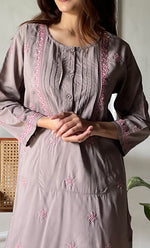Load image into Gallery viewer, Women&#39;s Lucknowi Handcrafted  Modal Cotton Chikankari Top - HONC0297615
