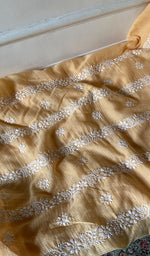 Load image into Gallery viewer, Women's Lucknowi Handcrafted Kota Cotton Chikankari Unstitched Kurta And Dupatta Set - HONC0340077