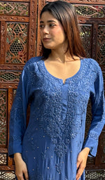 Load image into Gallery viewer, Asma Women&#39;s Lakhnavi Handcrafted Crepe Chikankari Kurti - HONC0218272
