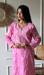 将图像加载到图库查看器中， Shagufta Lakhnavi Handcrafted Cotton Chikankari Kurti - HONC0350628