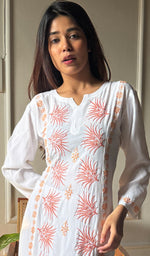 Load image into Gallery viewer, Women&#39;s Lucknowi Handcrafted Crepe Chikankari Kurti- HONC0293377
