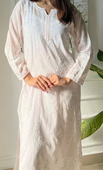 Load image into Gallery viewer, Women&#39;s Lucknowi Handcrafted Cotton Chikankari Kurti - HONC0303600
