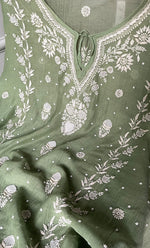Load image into Gallery viewer, Women&#39;s Lucknowi Handcrafted Mul chanderi Chikankari Kaftan - HONC0310788
