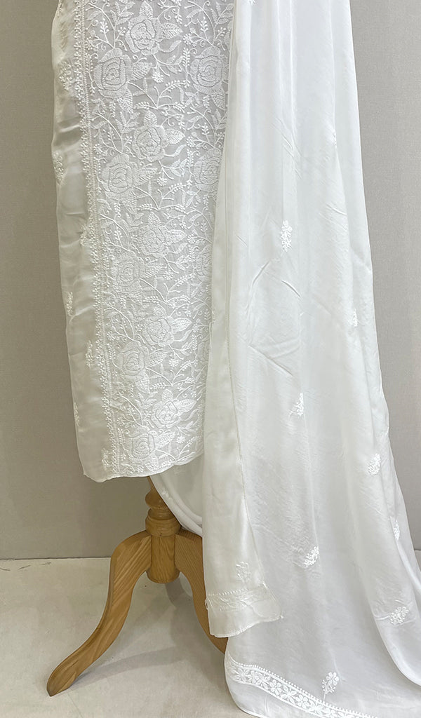 Women's Lakhnavi Handcrafted Muslin Chikankari Kurta And Dupatta Set -  HONC0202596