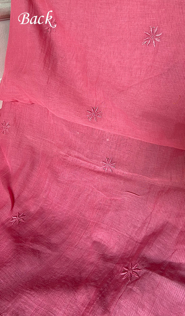 Women's Lakhnavi Handcrafted Maheshwari Mul Chanderi Unstitched Kurta And Dupatta Set- HONC0269591