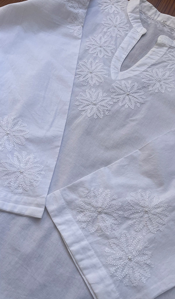 Women's Lakhnavi Handcrafted Cotton Chikankari Kurti - NC265