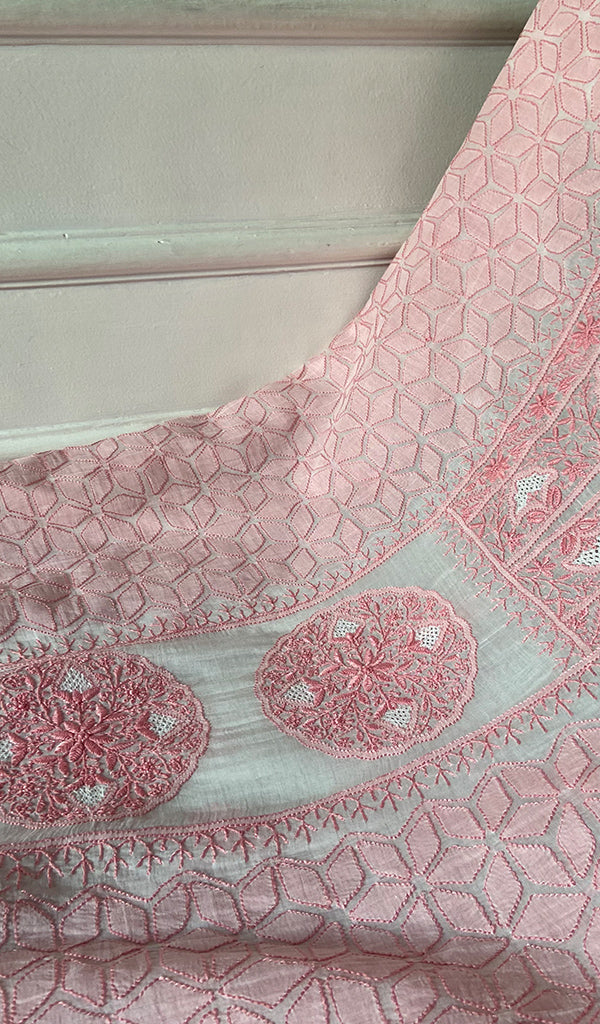 Women's Lakhnavi Handcrafted Mul Chanderi Unstitched Kurta And Dupatta Set - HONC0317225