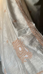 Load image into Gallery viewer, Women&#39;s Lakhnavi Handcrafted  Munga Silk Chikankari Dupatta - HONC0180060
