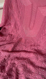 Load image into Gallery viewer, Women&#39;s Lakhnavi Handcrafted Viscose Georgette Chikankari Full Suit Material - HONC0258398

