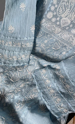 Load image into Gallery viewer, Women&#39;s Lakhnavi Handcrafted Mul Chanderi Semi - Stitched Kurta And Dupatta Set - HONC0298144
