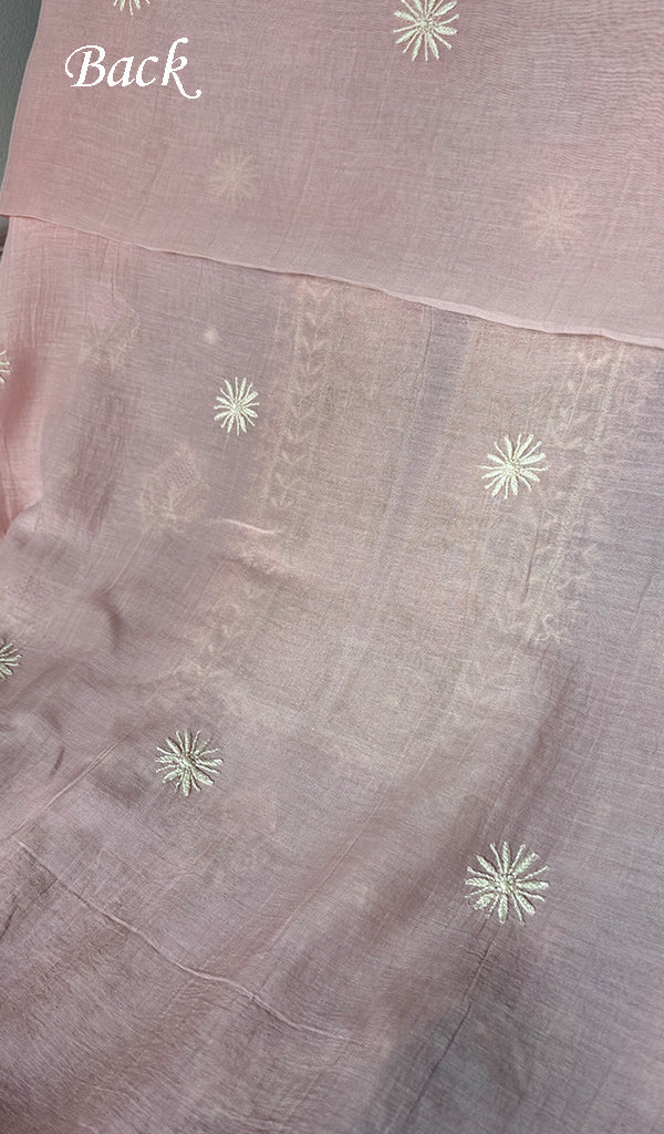 Women's Lakhnavi Handcrafted Mul Chanderi Unstitched Chikankari Full Suit - HONC0349095