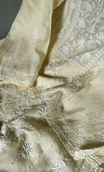 将图像加载到图库查看器中， Women&#39;s Lakhnavi Handcrafted Maheshwari Mul Chanderi Semi - Stitched Unstitched Kurta And Dupatta Set - HONC0299233
