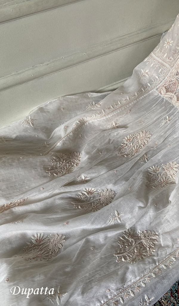 Women's Lakhnavi Handcrafted Mul Chanderi Semi - Stitched Kurta And Dupatta Set -  HONC0343195