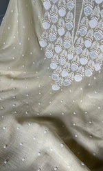 Load image into Gallery viewer, Jazba Women&#39;s Lakhnavi Handcrafted Mul Chanderi UnStitched Kurta And Dupatta Set - HONC0301704
