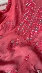 Load image into Gallery viewer, Women&#39;s Lucknowi Handcrafted Chanderi Silk Chikankari Full Suit Material - HONC0260956
