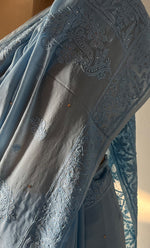 Load image into Gallery viewer, Women&#39;s Lakhnavi Handcrafted Viscose Georgette Chikankari Saree - HONC0271076
