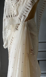 Load image into Gallery viewer, Women&#39;s Lucknowi Handcrafted Pure Organza Silk Chikankari Saree - HONC0306870
