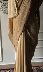 将图像加载到图库查看器中， Women&#39;s Lakhnavi Handcrafted Viscose Georgette Chikankari Saree - HONC0318165
