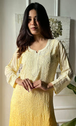 Load image into Gallery viewer, Women&#39;s Lakhnavi Handcrafted Viscose Georgette Chikankari Kurti- HONC0270975
