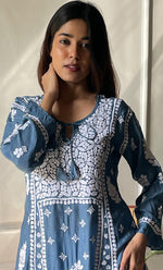 Load image into Gallery viewer, Women&#39;s Lucknowi Handcrafted Muslin Chikankari Kurti - HONC0292600
