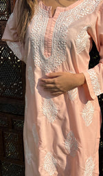 Load image into Gallery viewer, Women&#39;s Lucknowi Handcrafted Cotton Chikankari Kurti - HONC0234312
