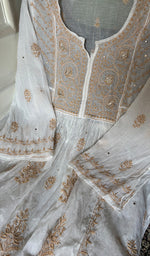 Load image into Gallery viewer, Women's Lakhnavi Handcrafted Mul Chanderi Semi - Stitchd Kurta And Dupatta Set - HONC0322122