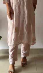 Load image into Gallery viewer, Women's Lakhnavi Handcrafted Modal Cotton Chikankari Kurti And Plazzo Set - HONC0371318