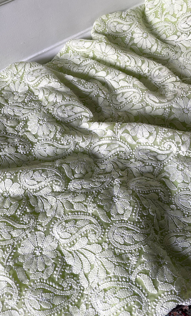 Women's Lucknowi Handcrafted Faux-Georgette Chikankari Suit Material - HONC0315340