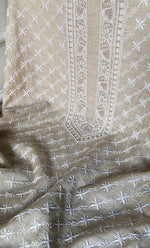 Load image into Gallery viewer, Lucknowi Handcrafted Munga Silk Unstitched Chikankari Unisex Kurta Fabric - HONC0330259