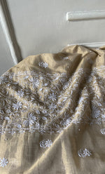 Load image into Gallery viewer, Women's Lakhnavi Handcrafted Tissue Chanderi Unstitched Chikankari Kurta And Dupatta Set - HONC0332073