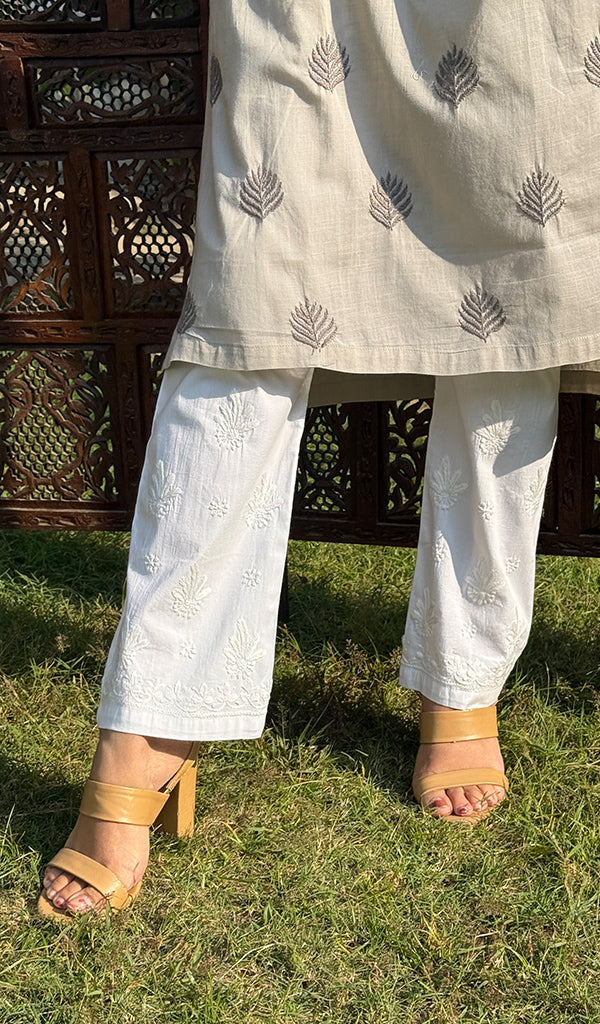 Women's Lucknowi Handcrafted Cotton Chikankari Pant - HONC0250603