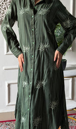 Load image into Gallery viewer, Vaishali Women's Lucknowi Handcrafted Cotton Chikankari Long Dress - HONC0341100