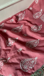 Load image into Gallery viewer, Women's Lakhnavi Handcrafted Mul Chanderi Unstitched Chikankari Full Suit Material - HONC0338252