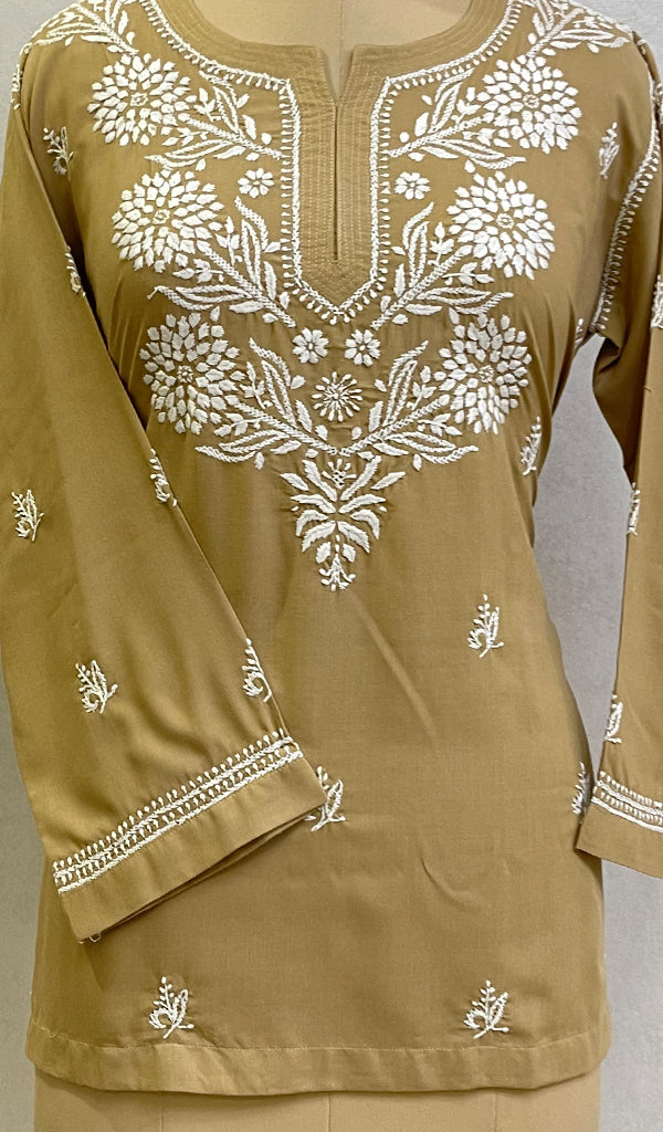 Women's Lucknowi Handcrafted Modal Cotton Chikankari Top - HONC0148508