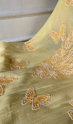 Load image into Gallery viewer, Women's Lakhnavi Handcrafted Mul Chanderi Unstitched Chikankari Full Suit Material - HONC0339581