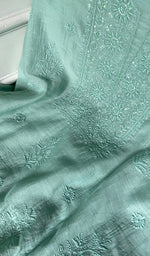 Load image into Gallery viewer, Women's Lakhnavi Handcrafted Mul Chanderi Unstitched Chikankari Full Suit Material - HONC0345050