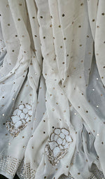 Load image into Gallery viewer, Women&#39;s Lakhnavi Handcrafted Pure Silk Georgette Chikankari Saree - HONC0278767
