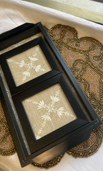 将图像加载到图库查看器中， Handcrafted Chikankari Tray with Two Coasters – Wooden Frame - HONC0310960
