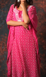 Load image into Gallery viewer, Rabia Women&#39;s Lucknowi Handcrafted Mul chanderi Chikankari Kaftan - HONC0304368
