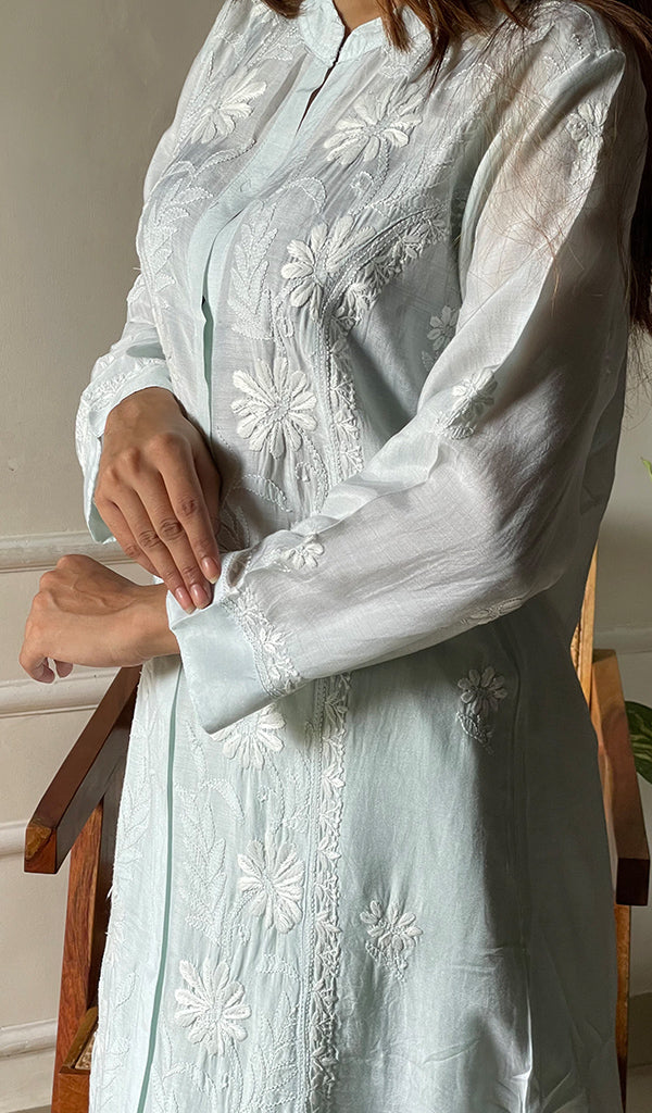 Women's Lakhnavi Handcrafted Cotton Chikankari Kurta And Palazzo Set - HONC0289252