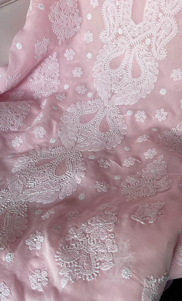 Women's Lakhnavi Handcrafted Unstitched Cotton Chikankari Suit Material - HONC0317386